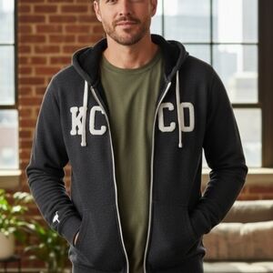 Keep Calm And Chive On Heathered Gray Thick Fleece Zip Hoodie Size X Large